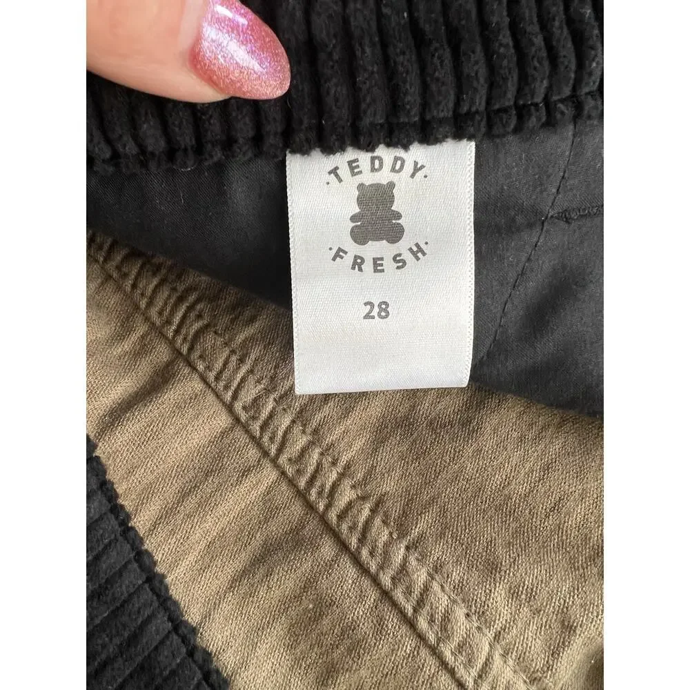 TEDDY‎ FRESH Men’s Corduroy Shorts Black Brown Pockets Sz 28 Perfect Condition